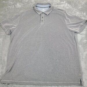 Tommy Bahama Shirt Mens XL Grey‎ Short Sleeve Polo Embroidered Tencel Blend